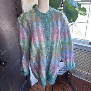 Siochain Wicklow Ireland Hand Loomed Pastel Sweater - L